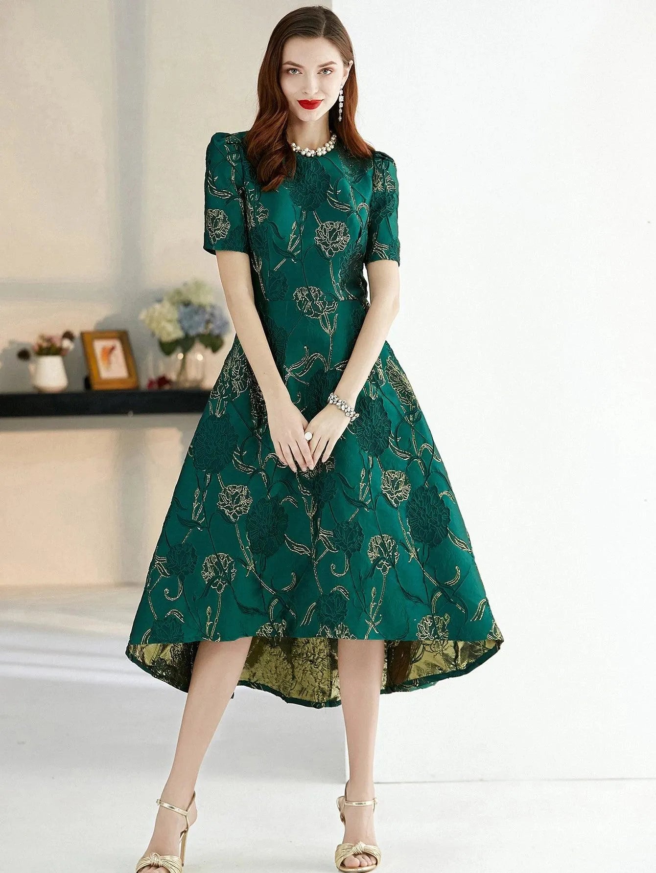 Elegant Boho Floral Long Evening Dress – Chic A-Line Gown -Guocali