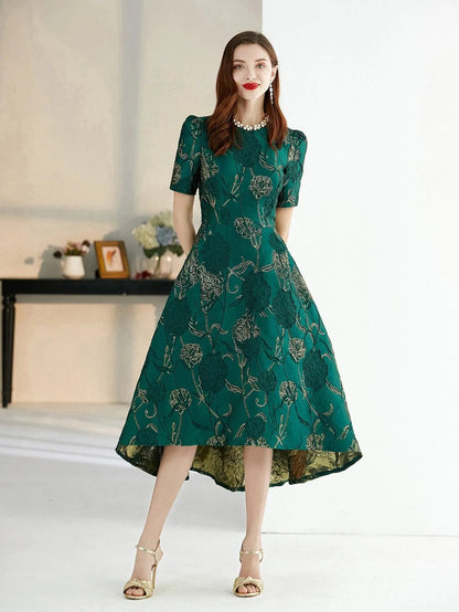 Elegant Boho Floral Long Evening Dress – Chic A-Line Gown -Guocali