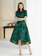 Elegant Boho Floral Long Evening Dress – Chic A-Line Gown -Guocali