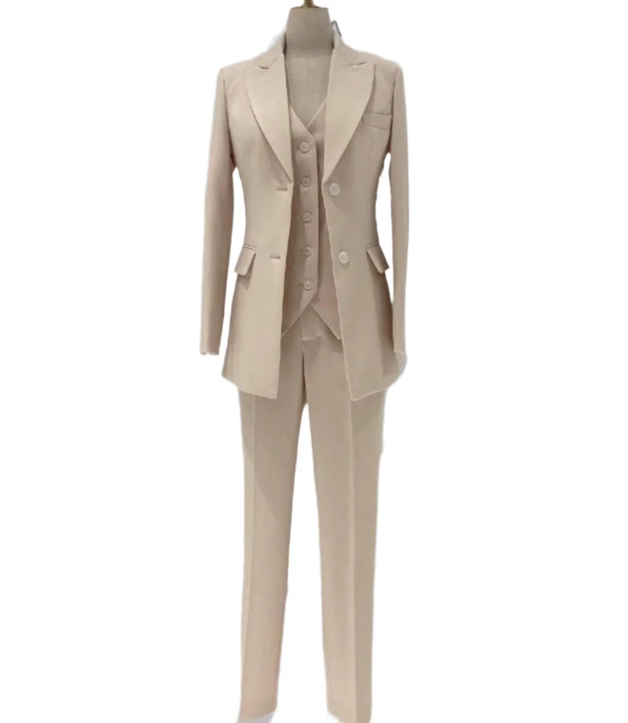 Elegant Chic Professional Women's Pant Suit - Solid Button