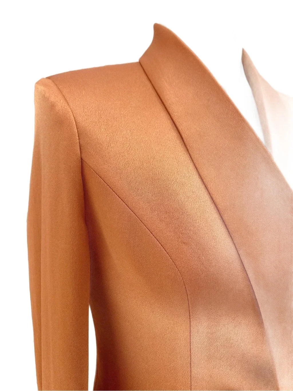 Elegant Chic Professional Women's Pant Suit - Solid Double-Breasted - Orange