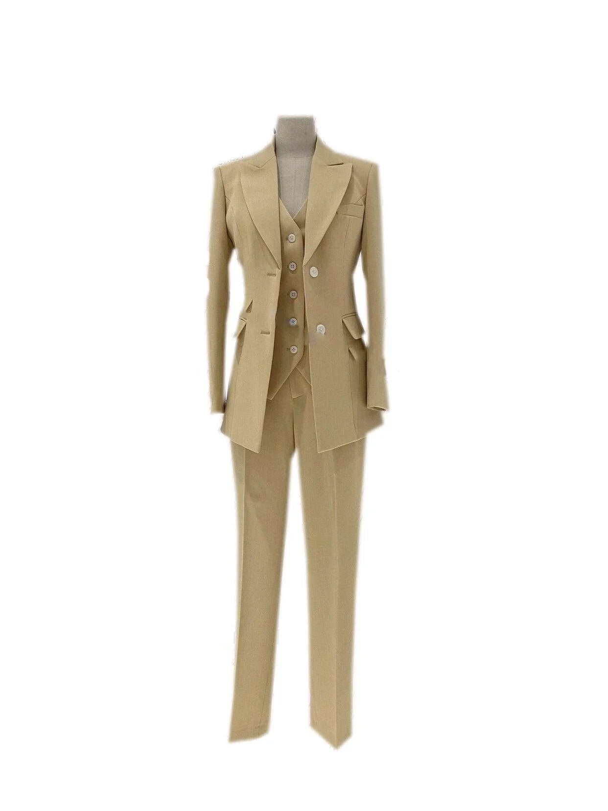Elegant Chic Professional Women's Pant Suit - Solid Single-Breasted