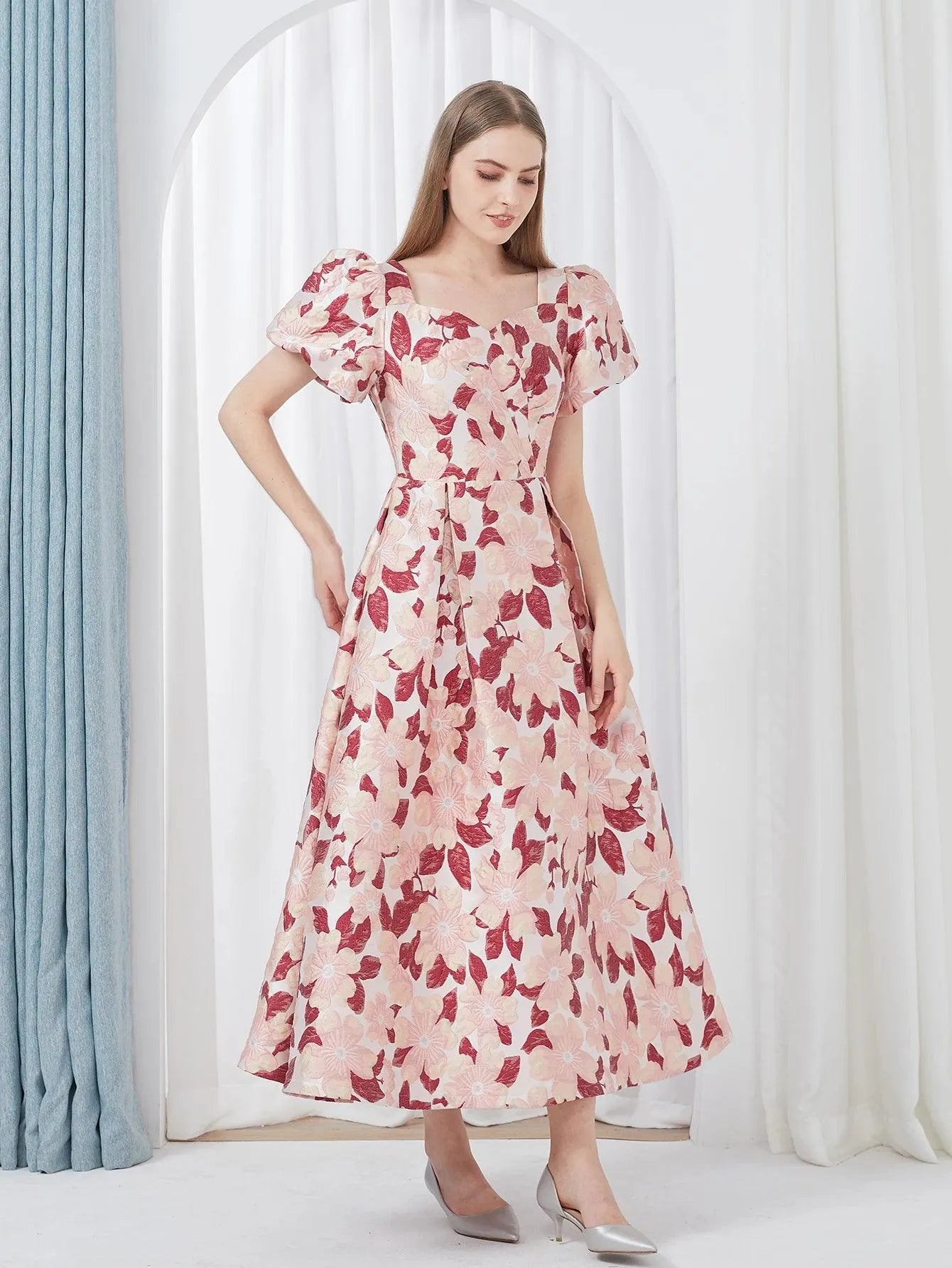 Elegant Embroidery Jacquard Long Prom Dress -Guocali