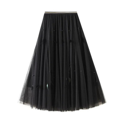 Elegant Feather Splicing A-Line Skirt - A-Line Skirt - Guocali