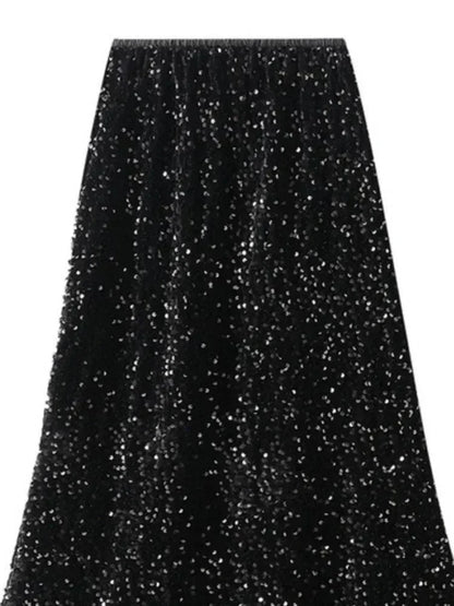 Elegant Fishtail Sequin Skirt Fairy Wind Corduroy -Guocali