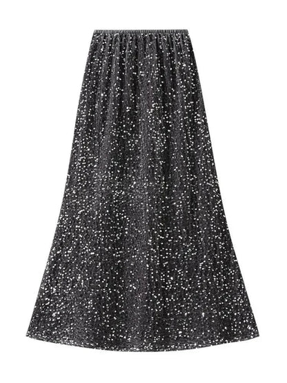 Elegant Fishtail Sequin Skirt Fairy Wind Corduroy -Guocali