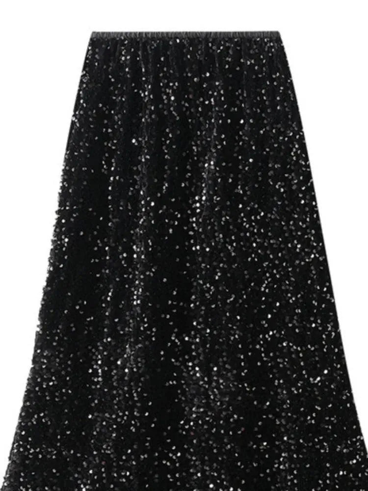 Elegant Fishtail Sequin Skirt Fairy Wind Corduroy - Sequin Skirt - Guocali