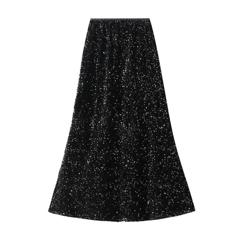 Elegant Fishtail Sequin Skirt Fairy Wind Corduroy - Sequin Skirt - Guocali