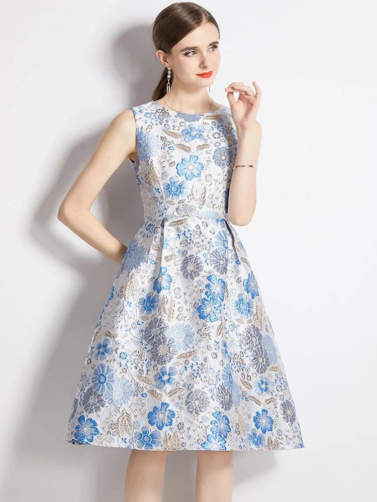 Elegant Floral Sleeveless Party Dress - Party Dress - Guocali