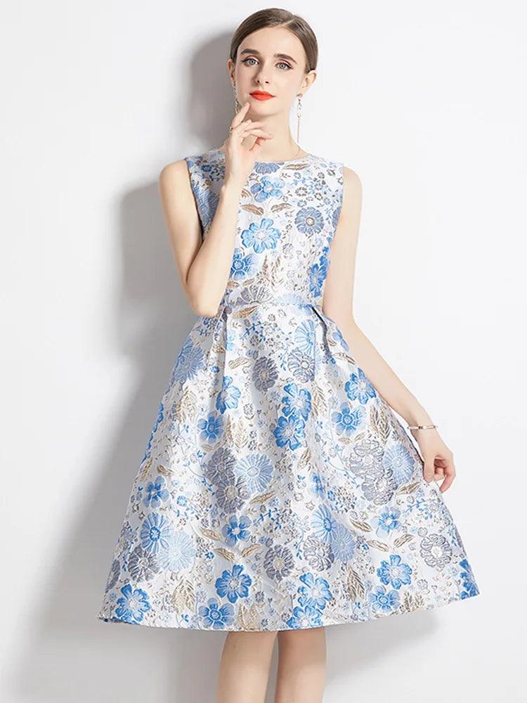 Elegant Floral Sleeveless Party Dress - Party Dress - Guocali