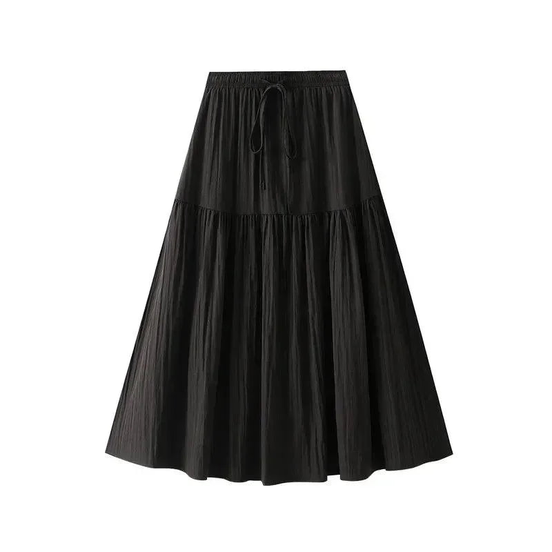 Elegant Lace-Up Elastic Pleated Skirt -Guocali