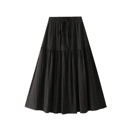 Elegant Lace-Up Elastic Pleated Skirt -Guocali