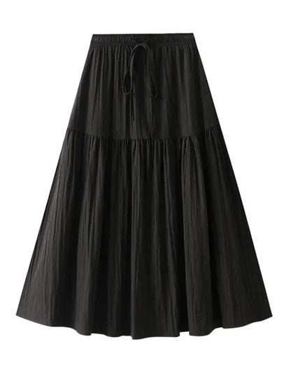 Elegant Lace-Up Elastic Pleated Skirt -Guocali