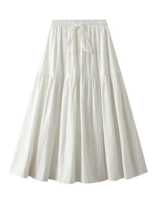 Elegant Lace-Up Elastic Pleated Skirt -Guocali