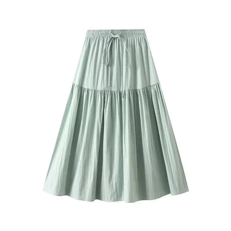 Elegant Lace-Up Elastic Pleated Skirt -Guocali