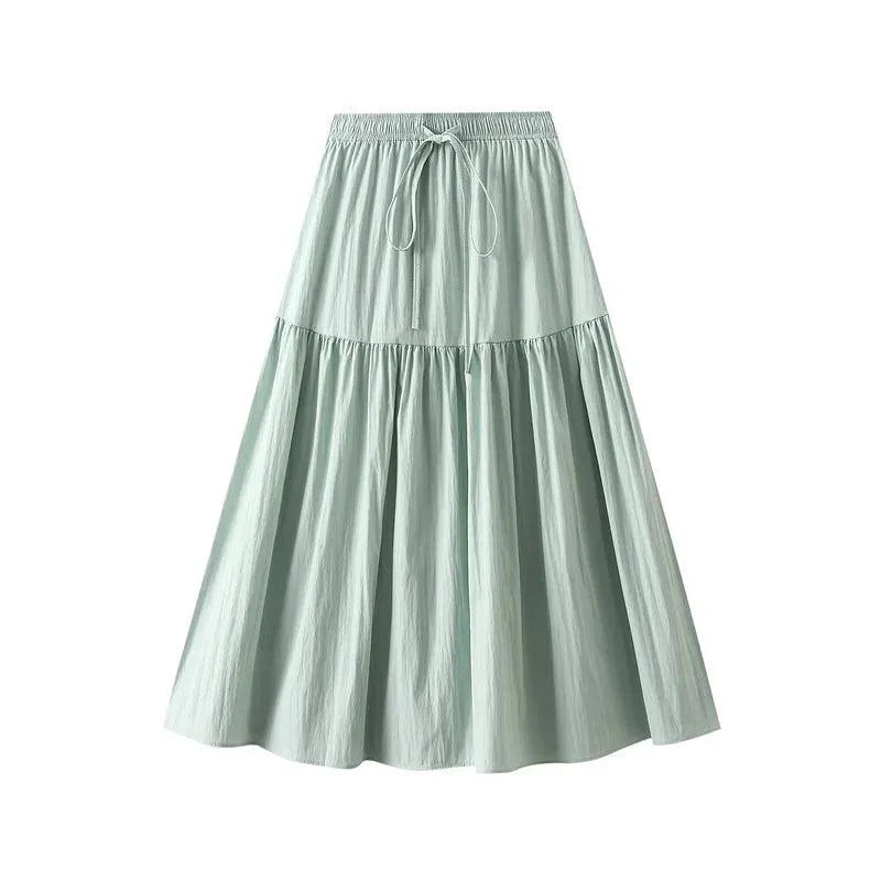 Elegant Lace-Up Elastic Pleated Skirt - Pleated Skirt - Guocali