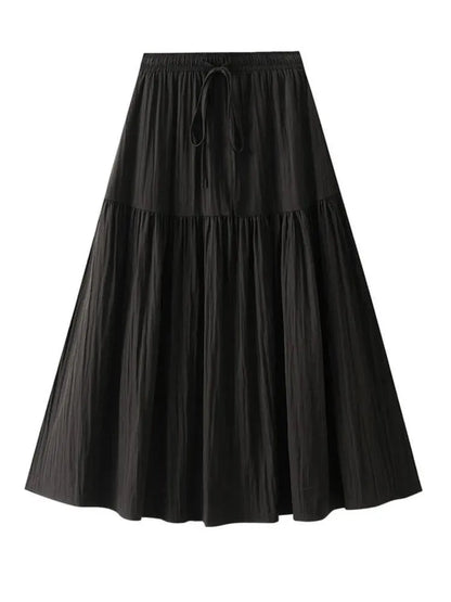 Elegant Lace-Up Elastic Pleated Skirt - Pleated Skirt - Guocali