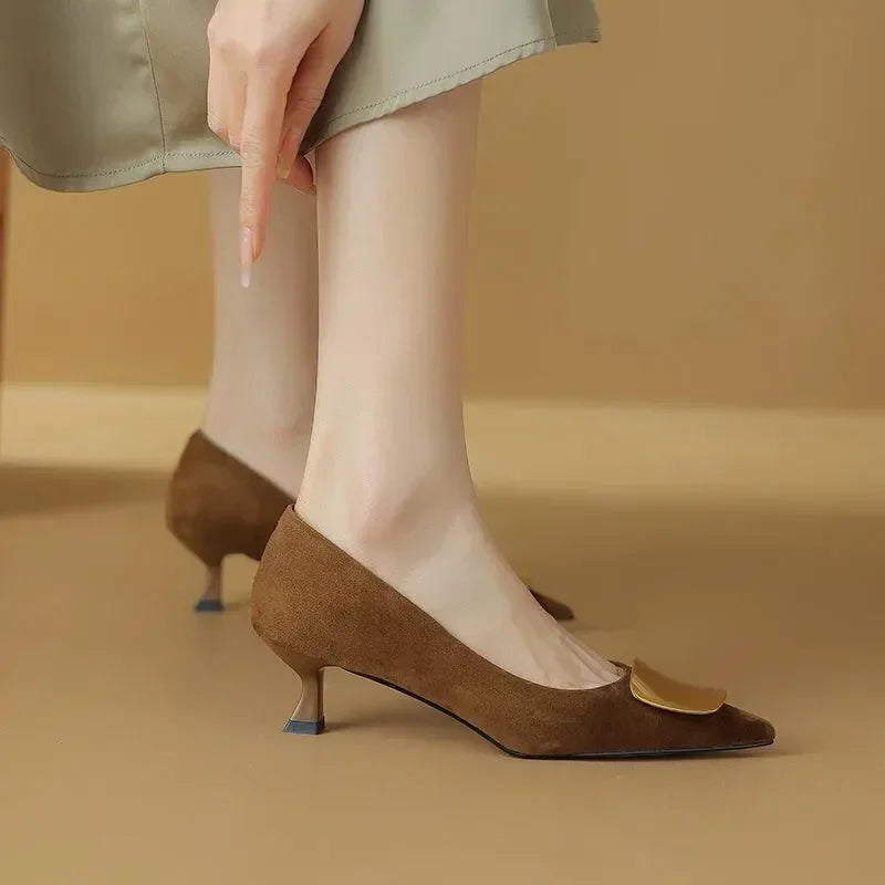 Elegant Leather Low Heel Women Pumps -Guocali