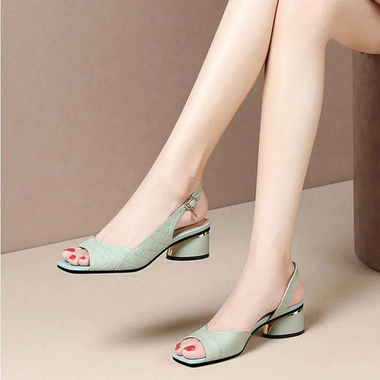 Elegant Low Heeled Women Sandals - Sling Back Sandals - Guocali