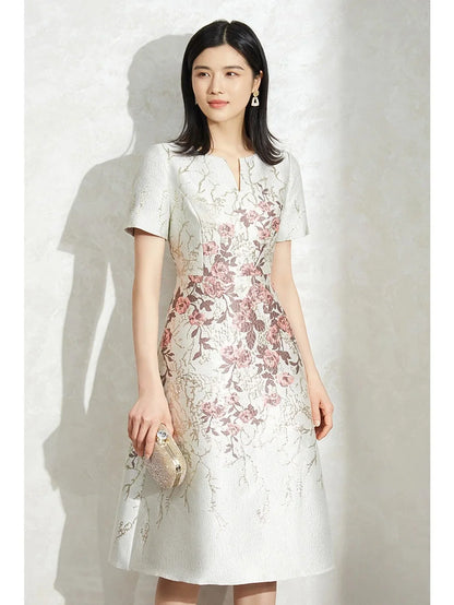 Elegant Luxury Summer Jacquard Party Dress -Guocali