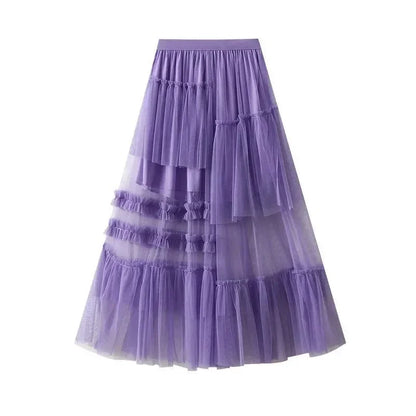 Elegant Mesh Splicing Skirt for Women -Guocali