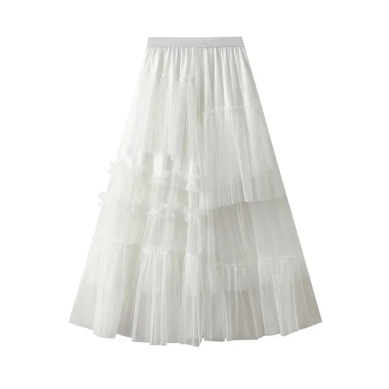 Elegant Mesh Splicing Skirt for Women - A-Line Skirt - Guocali