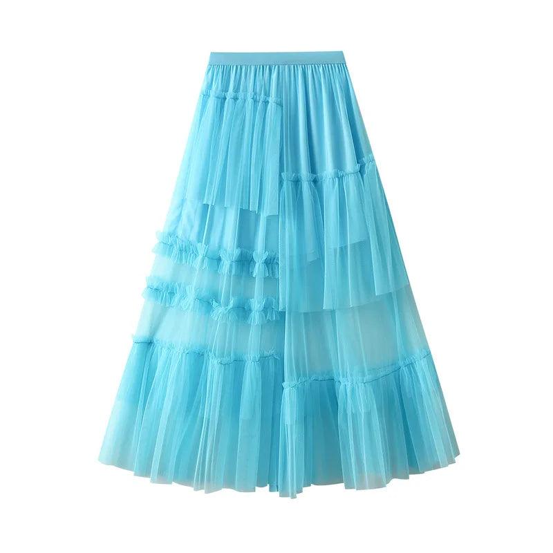 Elegant Mesh Splicing Skirt for Women - A-Line Skirt - Guocali