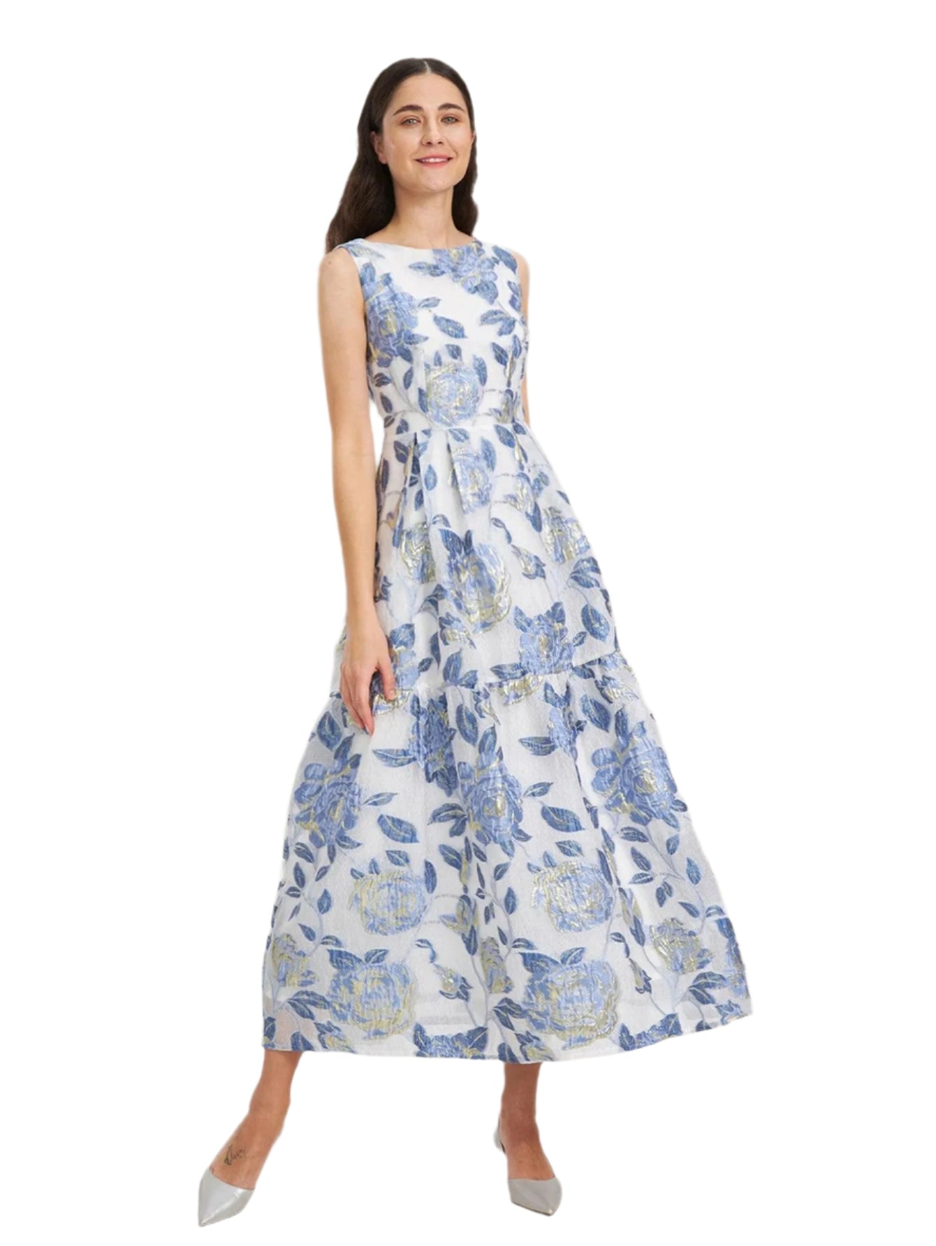 Elegant Organza Sleeveless Maxi Dress – Floral Long Dress for Women - Maxi Dress - Guocali