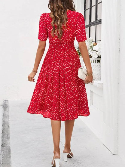Elegant Polka Dot Print Strappy Dress -Guocali