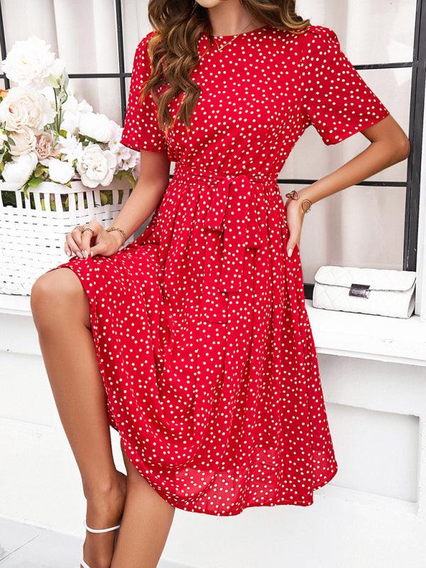 Elegant Polka Dot Print Strappy Dress - Strappy Dress - Guocali