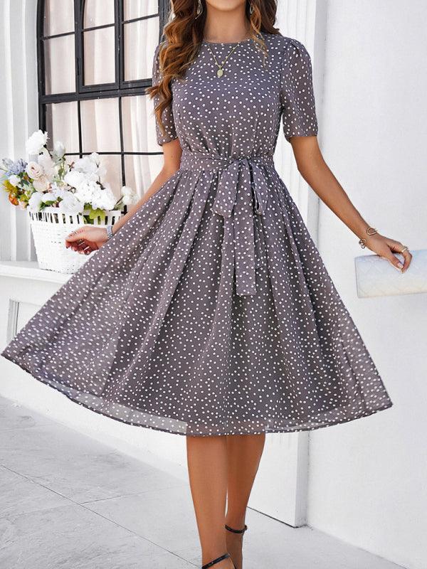 Elegant Polka Dot Print Strappy Dress - Strappy Dress - Guocali