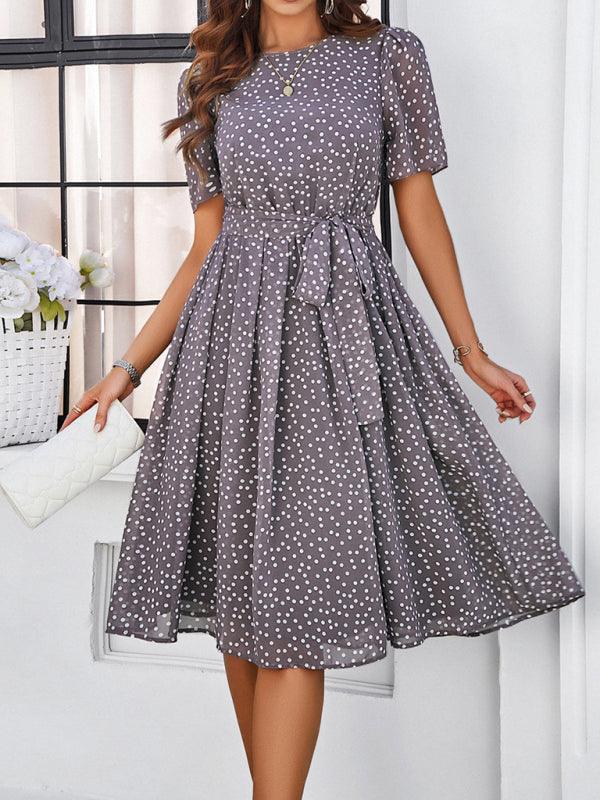 Elegant Polka Dot Print Strappy Dress - Strappy Dress - Guocali