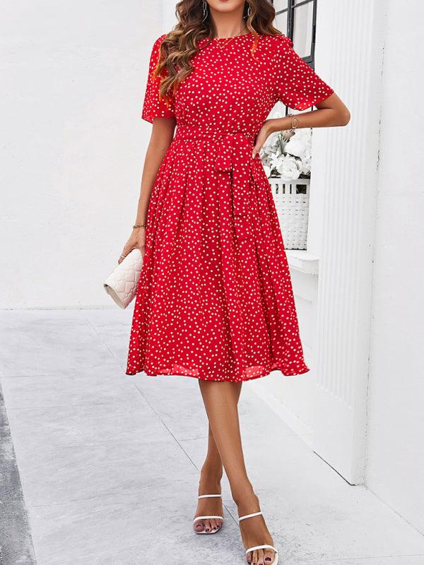 Elegant Polka Dot Print Strappy Dress - Strappy Dress - Guocali