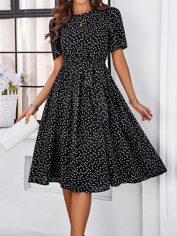 Elegant Polka Dot Print Strappy Dress - Strappy Dress - Guocali