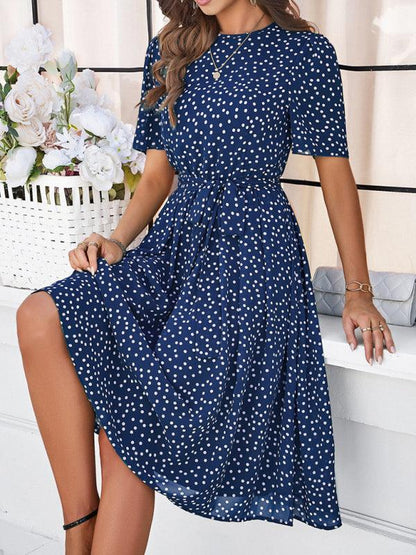 Elegant Polka Dot Print Strappy Dress - Strappy Dress - Guocali