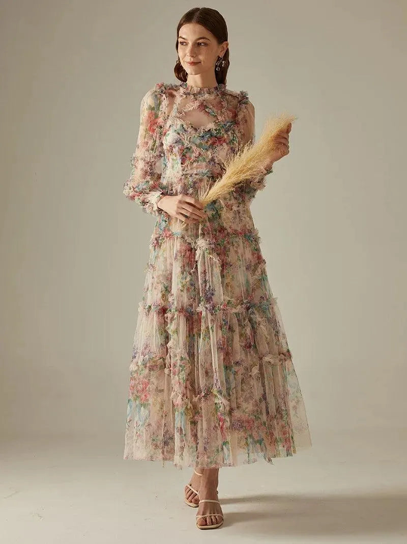 Elegant Sexy Lace Floral Maxi Prom Dress – Glamorous Evening Gown -Guocali