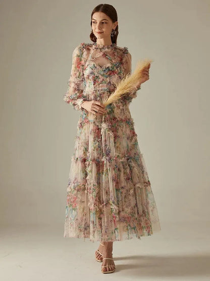 Elegant Sexy Lace Floral Maxi Prom Dress – Glamorous Evening Gown -Guocali