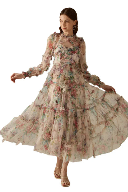 Elegant Sexy Lace Floral Maxi Prom Dress – Glamorous Evening Gown -Guocali