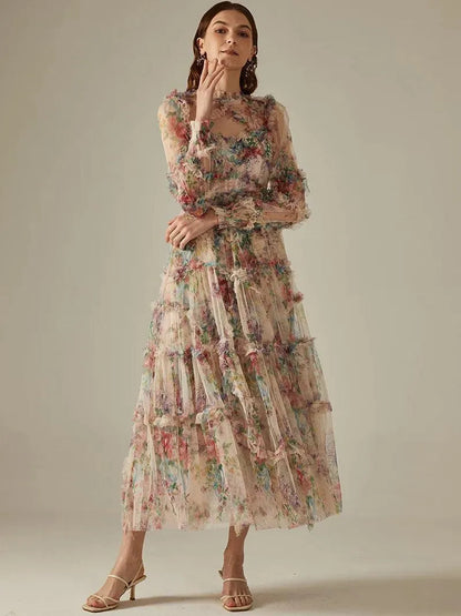 Elegant Sexy Lace Floral Maxi Prom Dress – Glamorous Evening Gown -Guocali