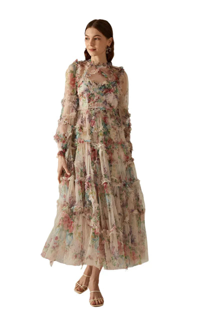 Elegant Sexy Lace Floral Maxi Prom Dress – Glamorous Evening Gown -Guocali