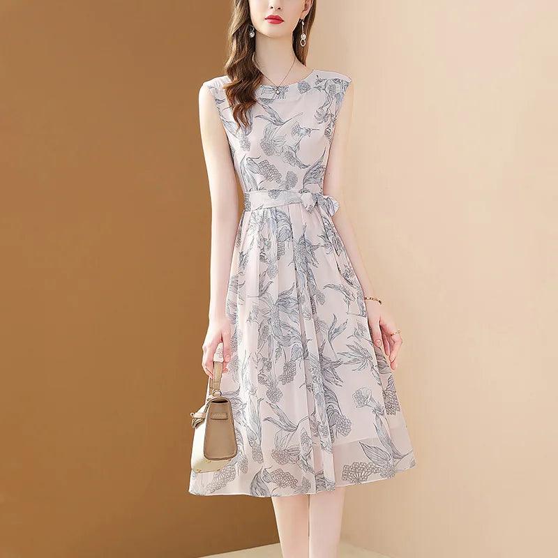 Elegant Sleeveless Chiffon Women’s Dress - Chiffon Dress - Guocali