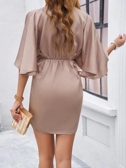 Elegant Solid Color Waist Dress -Guocali
