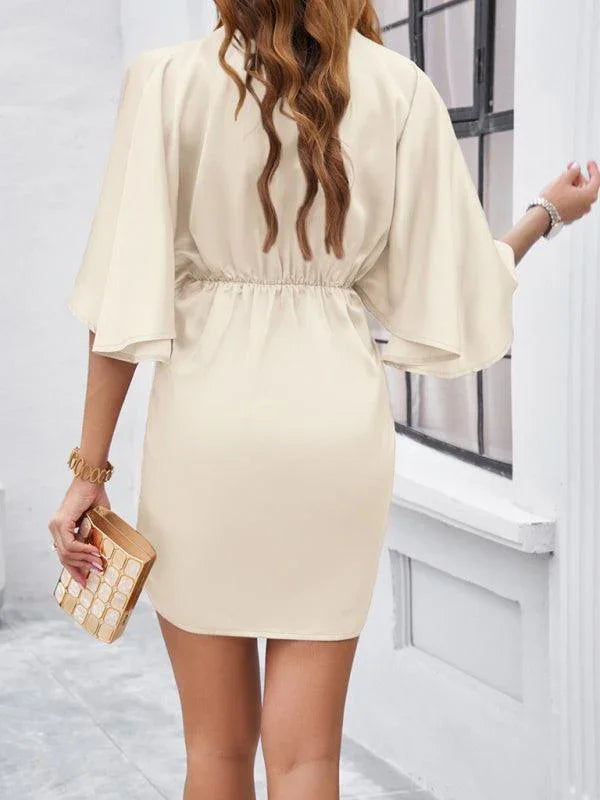 Elegant Solid Color Waist Dress -Guocali