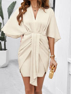 Elegant Solid Color Waist Dress -Guocali