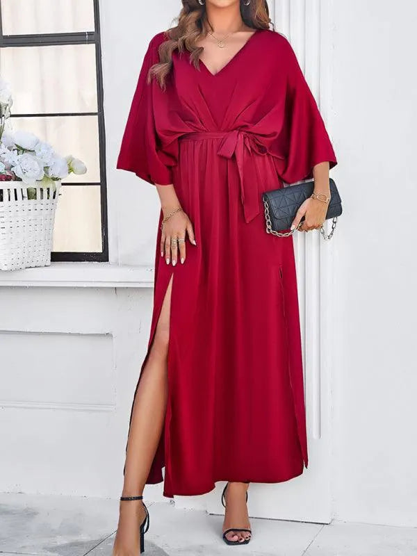 Elegant V-Neck Loose Dress -Guocali