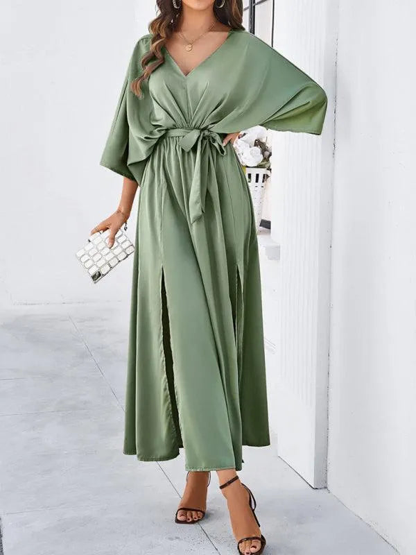 Elegant V-Neck Loose Dress -Guocali