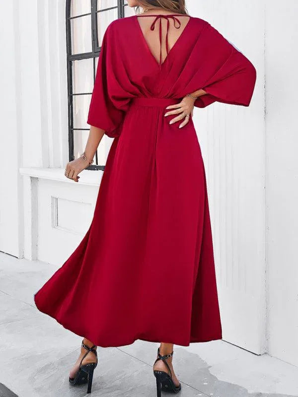 Elegant V-Neck Loose Dress -Guocali