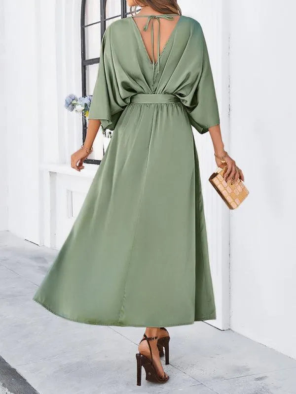 Elegant V-Neck Loose Dress -Guocali