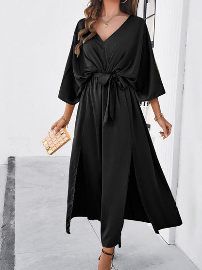 Elegant V-Neck Loose Dress - Loose Dress - Guocali