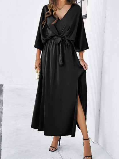 Elegant V-Neck Loose Dress - Loose Dress - Guocali